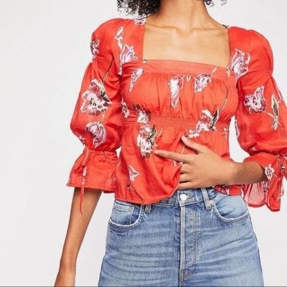 Free People Tops - Free People Floral Square Neck Top